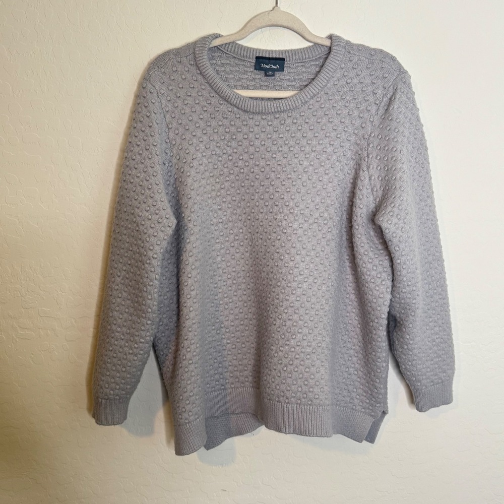 ModCloth Womens Knit Sweater 1X Gray Red Popcorn Texture Bundle 2 Boho Preppy